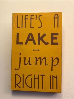 Lake Jump Wall Sign - Brown on Yellow